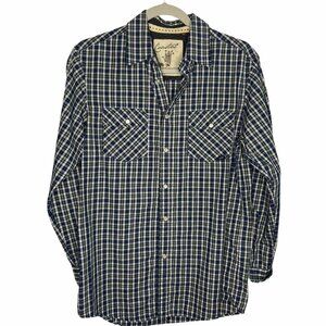 Coastal Pearl Snap Shirt Mens Small Blue Plaid Western Cowboy Long‎ Sleeve EUC